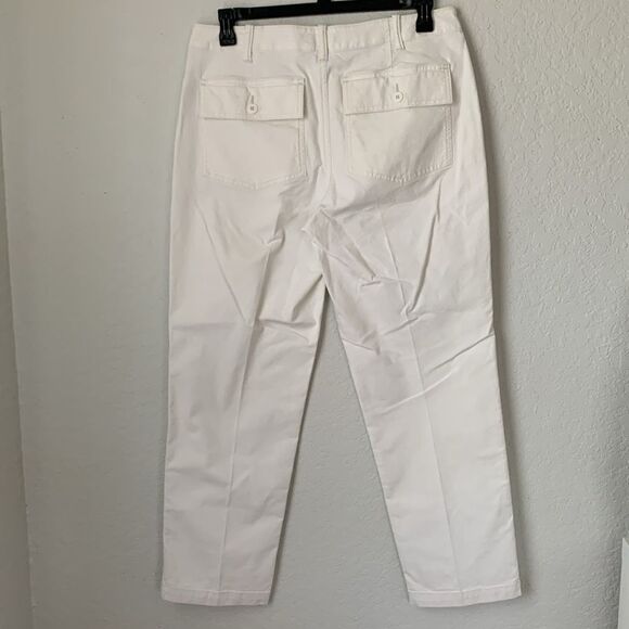 Lands' End White Flat-Front Straight Leg Cotton Blend Women’s Size 14 - Picture 6 of 10